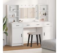 Tavolo da Trucco vidaXL Con Specchio LED Bianco e 6 Cassetti per Space Design Contemporaneo in Camera da Letto e Facile Assemblaggio per Adulti