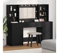 vidaXL Set da tavolo da trucco con LED 3 pz Rovere Nero