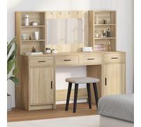 vidaXL Set da tavolo da trucco con LED 3 pz Rovere Sonoma
