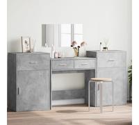 vidaXL Set da Toeletta 4 pz Grigio Cemento in Legno Multistrato
