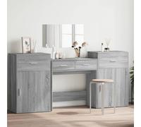 vidaXL Set da Toeletta 4 pz Grigio Sonoma in Legno Multistrato