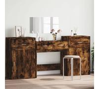 vidaXL Set da Toeletta 4 pz Rovere Fumo in Legno Multistrato