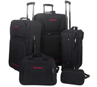 vidaXL Set da Viaggio 5 pz Borsa a Mano 3 Trolley Borsa Toilette Bagaglio Nero