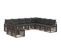 vidaXL Set di 10 divani da giardino in rattan artificiale grigio, moderno e resistente alle intemperie, design modulare con piedini regolabili, bellissimo divano da esterno per rilassarsi e
