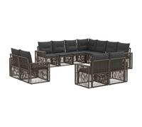 vidaXL Set di 11 divani da giardino in rattan artificiale grigio e grigio scuro, divano da esterno modulare moderno e resistente alle intemperie, durevole polyrattan, comodi cuscini in schiuma, set