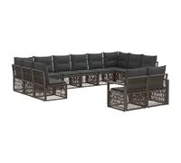vidaXL Set di 12 divani da giardino in rattan artificiale grigio, divano modulare per esterni, gruppo lounge resistente alle intemperie, mobili da esterno moderni, piedini regolabili, facile da pulire