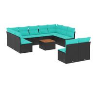 vidaXL Set di 12 pezzi con cuscini in polyrattan nero - mobili da giardino - mobili da giardino - divano da giardino - divano da terrazza - mobili da giardino