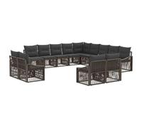 vidaXL Set di 13 divani da giardino in rattan artificiale grigio, design modulare regolabile, divano da giardino resistente alle intemperie, bellissimo mobile da esterno, perfetto per rilassarsi