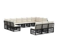 vidaXL Set di 13 divani da giardino in rattan artificiale nero, moderno e resistente alle intemperie, design modulare, divano esterno, seduta comoda, mobili da giardino flessibili, divano resistente