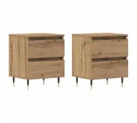 vidaXL Set di 2 Comodini in Rovere Artisan | Stoccaggio Elegante per Camera da Letto Design Moderno in Legno Ingenerizzato Compatto e Funzionale Montaggio Facile