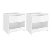vidaXL Set di 2 comodini in truciolato bianco lucido, 40 x 30 x 39 cm