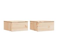 vidaXL Set di 2 comodini Tradizionali in Legno di Pino massello di, con Finitura Naturale, montati a Muro, di Colore Marrone. Dimensioni: 37 x 35 x 18.5 cm. Perfetti per la Camera da Letto, Hanno Un