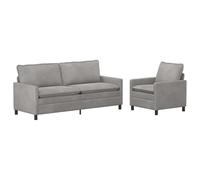 vidaXL Set di 2 divani grigio chiaro, 196 x 81 x 87,5 cm, in velluto, divano moderno ed elegante, sedili contemporanei, salotto interno, tappezzeria morbida, design confortevole