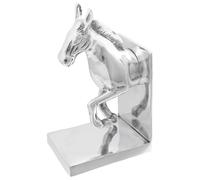 vidaxl Set di 2 fermalibri in alluminio argento - reggilibri da ufficio - leggio a forma di cavallo 11x14x25 cm