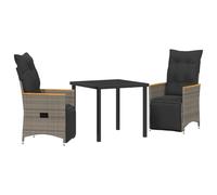 vidaXL Set da Pranzo da Giardino in 3 Pezzi Grigio Polyrattan