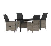 vidaXL Set da Pranzo da Giardino 5 Pezzi con Cuscini Grigi polyrattan