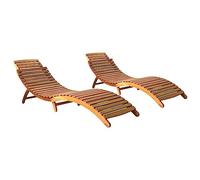 vidaXL Set di 2 sedie a sdraio in legno di acacia massiccio, pieghevoli, resistenti alle intemperie, multiuso, per interni ed esterni, colore marrone, 183,9 x 55,1 x 64 cm