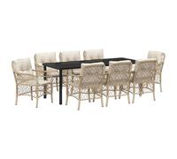 vidaXL 2-Teiliges Gartenstuhl-Set mit Kissen Beige Poly-Rattan Außenmöbel Abnehmbare Bezüge für Patio und Balkonstuhl Bistro PE Wicker Sitzen Essen