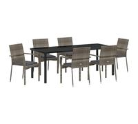 vidaXL Set da Pranzo da Giardino 7 Pezzi con Cuscini Grigio Polirattan