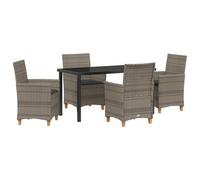 vidaXL Set da Pranzo da Giardino in 5 Pezzi con Cuscini Grigio Polyrattan