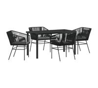 vidaXL Set di 2 sedie da giardino nere con cuscini | robuste sedie in PE rattan per esterni, comode per patio, balcone, terrazza, design moderno e elegante mobili resistenti alle intemperie