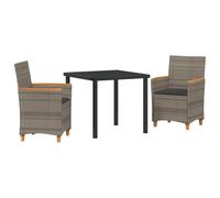 vidaXL Sedie da giardino con cuscini Set di 2 Grigio Polirattan Legno Solido di Acacia Sedili Comodi per Sedia da Patio Balcone Mobili Wicker in PE