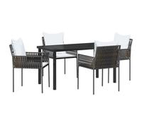 vidaXL Set da Pranzo da Giardino di 5 Pezzi Marrone con Cuscini in Rattan Poliestere