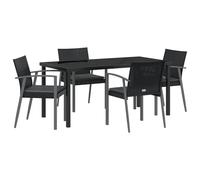 vidaXL Set da Pranzo da Giardino 5 Pezzi con Cuscini Nero Polyrattan
