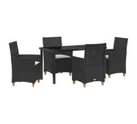 vidaXL Set da Pranzo da Giardino a 5 Pezzi con Cuscini in Rattan PE Nero