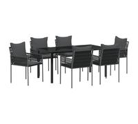 vidaXL Sedie da giardino moderne con cuscini grigio scuro resistenti alle intemperie in polyrattan sedili esterni telaio in acciaio per stabilità, mobili da patio comodi per balcone e uso set di 2