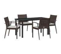 vidaXL Set da Pranzo da Giardino 5 Pezzi con Cuscini Marroni in polyrattan