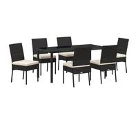 vidaXL Set di 2 sedie da Giardino in polirattan Nero, Leggere e Resistenti all'Acqua, con Cuscini Panna. Perfette per Il Patio, Il terrazzo o per Una Lounge Moderna in Estate.