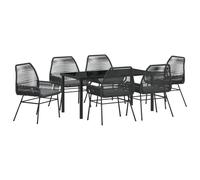 vidaXL Set da Pranzo da Giardino 7 Pezzi con Cuscini in Rattan Nero
