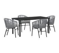 vidaXL Gartenstuhl Set aus 2 Anthrazit PE Rattan Kissen Wetterfest Modern Outdoor Terrassenmöbel Esszimmer Seil Sitz Minimalistisch Bequeme Sitzgelegenheiten