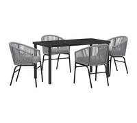 vidaXL Set aus 2 Gartenstühlen Anthrazit PE-Rattan Essstuhl Kissen für Patio Balkon Gartenmöbel Stilvolles Sitzangebot Komfort Lounge-Sitz Minimalistisch Bequem Wetterfest