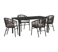 vidaXL Gartenstuhl Set aus 2 Braun PE Rattan Creme Kissen Wetterfest Gartenmöbel Stuhl Esszimmer Sitzmöglichkeiten Hinterhof Minimalistisch Bequem