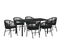 vidaXL Set aus 2 minimalistischen Outdoor-Stühlen mit Kissen Schwarz PE Rattan Wetterfest Bequem Essplatz für Terrasse und Garten modernes Design Balkon Stuhl Sitz