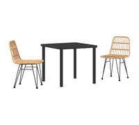 vidaXL Set di 2 sedie da Giardino in Stile Naturale e Nero, con Struttura in Acciaio Effetto Rattan. Perfette per Il Patio, Il Balcone e per Mangiare all'aperto. Mobili Moderni per terrazza, Lounge