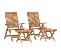 vidaXL Set di 2 sedie da Giardino in Teak massello | Schienale Regolabile e Pieghevole, perfette per goderti Il Tuo Spazio all'aperto. Comode e Resistenti, Ideali per Patio, balconi, Prendere Il Sole