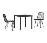 vidaXL Gartenstühle Set aus 2 Schwarz mit Rattan-Look Stahlrahmen Bequeme Sitzgelegenheit für Patio Balkon Outdoor Essstuhl Möbel Lounge-Sitz Person