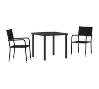 vidaXL 2-Teiliges Garten Essstuhl-Set Schwarz Poly-Rattan Outdoor Stapelbar für Terrasse Balkon Stuhl PE-Rattan Möbel