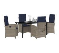 vidaXL Set di 2 sedie da Giardino reclinabili in polyrattan Grigio con Cuscini. Hanno Lo Schienale Regolabile e Sono perfette per cene in Patio, terrazza o Un Giardino Moderno.