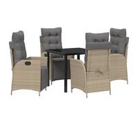 vidaXL Set di 2 sedie da giardino reclinabili in misto rattan sintetico beige con cuscini grigio chiaro | Sedia da patio all'aperto con schienale regolabile
