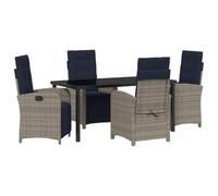 vidaXL Set di 2 sedie da Giardino reclinabili in Rattan Sintetico Grigio con poggiapiedi e Cuscini. Schienale Regolabile, Blu Navy. Mobili da Esterno Super Comodi per pranzare in terrazza o in giard