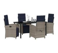vidaXL Set di 2 sedie da Giardino reclinabili in Rattan Sintetico Grigio con poggiapiedi e Cuscini. Schienale Regolabile, Blu Navy. Mobili da Esterno Super Comodi per pranzare in terrazza o in giard
