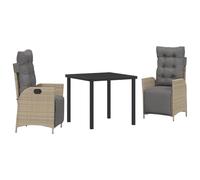 vidaXL Set da Pranzo da Giardino 3 Pezzi Beige in polyrattan