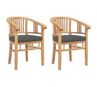 vidaXL Set di 2 sedie da Pranzo per Esterni in Legno di Teak Solido, Marroni e Grigie. Misure: 63 x 58 x 89 cm. Hanno Uno Stile Rustico, braccioli ergonomici e Sono Resistenti alle intemperie. Posso