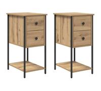vidaXL Armadio da Notte 2 pcs rovere artigianale 32 x 42 x 70 cm