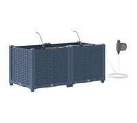 vidaXL Set di 2 vasi rettangolari per piante da giardino, colore grigio, 80 x 40 x 37,5 cm, resistente ai raggi UV, in stile rattan, molto spazio per piante, scatola da giardino verniciata a polvere
