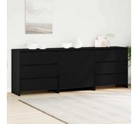 vidaXL Set di 3 Sideboard in Legno Ingegnerizzato Nero